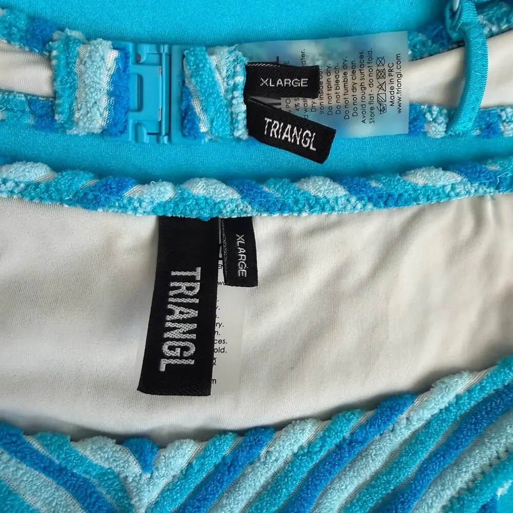 Triangl Swimwear Mala Sour Stripe Terry Towelling Bikini Set Size XL
